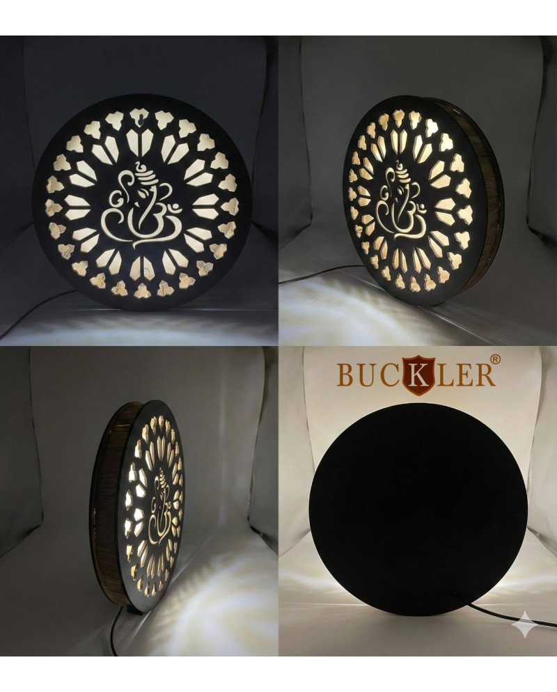 BUCKLER LED Ganpati Wall Light | Warm Backlit Ganesh Mandala Wall Decor | Spiritual LED Wall Art for Home, Temple & Living Room