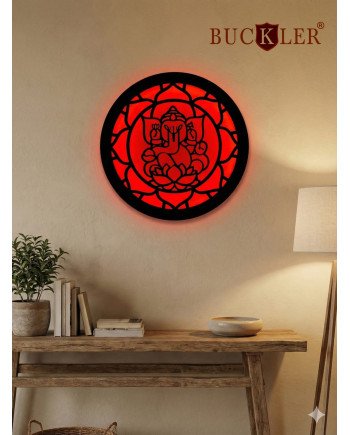 BUCKLER LED Ganpati Wall Light | Warm Backlit Ganesh Mandala Wall Decor | Spiritual LED Wall Art for Home, Temple & Living Room