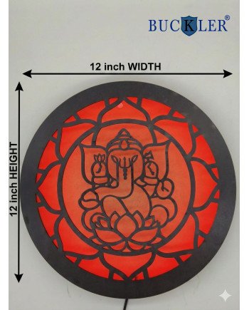 BUCKLER LED Ganpati Wall Light | Warm Backlit Ganesh Mandala Wall Decor | Spiritual LED Wall Art for Home, Temple & Living Room