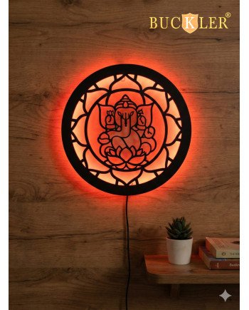 BUCKLER LED Ganpati Wall Light | Warm Backlit Ganesh Mandala Wall Decor | Spiritual LED Wall Art for Home, Temple & Living Room