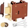 S-GUARD Iron Red Main Door Lock Set 100MM-8 Levers Double Turn,3 Keys, Heavy Duty Lock  (Red)
