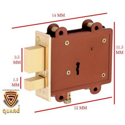 S-GUARD Iron Red Main Door Lock Set 100MM-8 Levers Double Turn,3 Keys, Heavy Duty Lock  (Red)