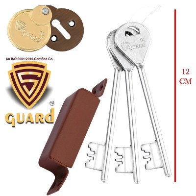 S-GUARD Iron Red Main Door Lock Set 100MM-8 Levers Double Turn,3 Keys, Heavy Duty Lock  (Red)