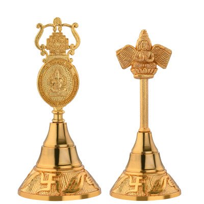 copy of copy of copy of S-GUARD Zinc Metal Pooja Bells, Decorative and Gold Color Puja Bells for Temple Poojaghar Ghanti-Nandi G