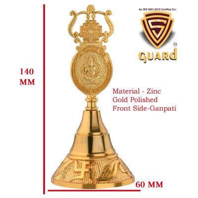 copy of copy of copy of S-GUARD Zinc Metal Pooja Bells, Decorative and Gold Color Puja Bells for Temple Poojaghar Ghanti-Nandi G