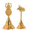 S-GUARD Zinc Metal Pooja Bells, Decorative and Gold Color Puja Bells for Temple Poojaghar Ghanti-Gold Plated Pooja Bell-LGN