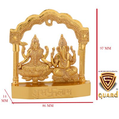 S-Guard Zinc Metal Laxmi-Ganesh Temple Murti with Nandi Bell Decorative Showpiece - 10 cm  (Metal, Gold) Combo-LGK