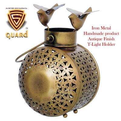 S-Guard Premium Tea Light Holder for Wall, Table Decor,Temple Decorative, Diwali Decorative Showpiece - 24 cm  (Iron, Gold)