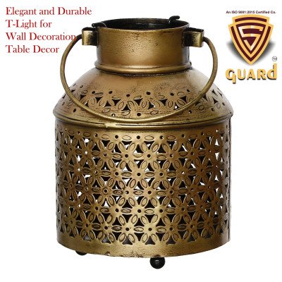 S-Guard Premium Tea Light Holder for Wall, Table Decor,Temple Decorative, Diwali Decorative Showpiece - 24 cm  (Iron, Gold)