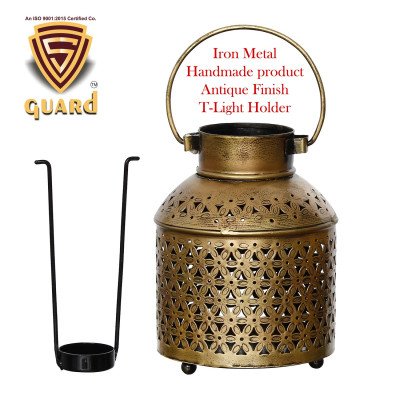 S-Guard Premium Tea Light Holder for Wall, Table Decor,Temple Decorative, Diwali Decorative Showpiece - 24 cm  (Iron, Gold)