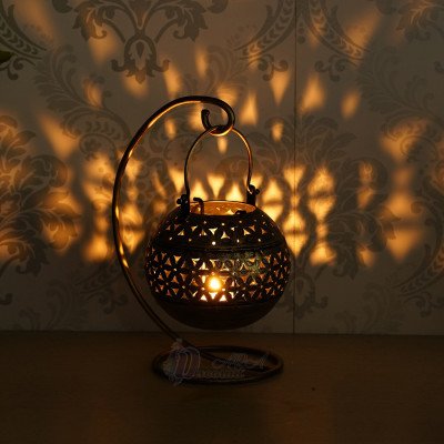 S-Guard Premium Tea Light Holder for Wall, Table Decor,Temple Decorative, Diwali Decorative Showpiece - 24 cm  (Iron, Gold)