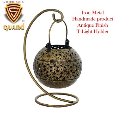 S-Guard Premium Tea Light Holder for Wall, Table Decor,Temple Decorative, Diwali Decorative Showpiece - 24 cm  (Iron, Gold)