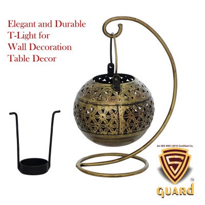 S-Guard Premium Tea Light Holder for Wall, Table Decor,Temple Decorative, Diwali Decorative Showpiece - 24 cm  (Iron, Gold)