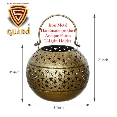 S-Guard Premium Tea Light Holder for Wall, Table Decor,Temple Decorative, Diwali Decorative Showpiece -Lota (Iron, Gold)