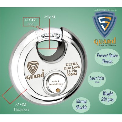 S-GUARD Stainless Steel Lock 90MM-14 Pin-Common Keys