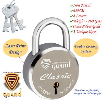 copy of copy of copy of copy of S-Guard Atoot Laser Printed Heavy Door Lock, Gate Lock-60MM-8 Levers, Double Locking 5 Key Padlo