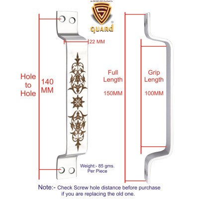 S-GUARD Stainless Steel Door & Cabinet Handles, Knobs Handles-Size-6 Inch- Laser Printed