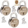 S-Guard GAMORA Laser Printed Door Lock, Lock for Gate-52MM-7 Levers, Double Locking,  Pack of 3 Padlock  (Silver, Gold)
