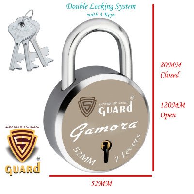 S-Guard GAMORA Laser Printed Door Lock, Lock for Gate-52MM-7 Levers, Double Locking,  Pack of 3 Padlock  (Silver, Gold)