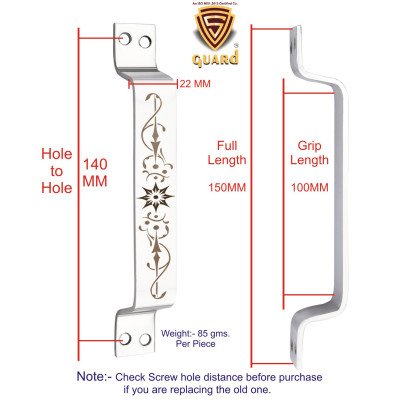 S-GUARD Stainless Steel Door & Cabinet Handles, Knobs Handles-Size-6 Inch- Laser Printed