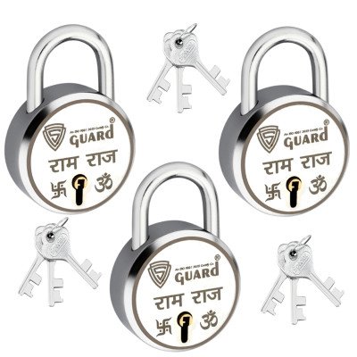 S-Guard Ram-Raj Laser Printed Door Lock, Lock for Gate-52MM-7 Levers, Double Locking,  Pack of 3 Padlock  (Silver)