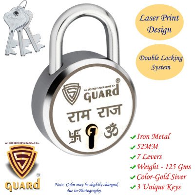 S-Guard Ram-Raj Laser Printed Door Lock, Lock for Gate-52MM-7 Levers, Double Locking,  Pack of 5 Padlock  (Silver)