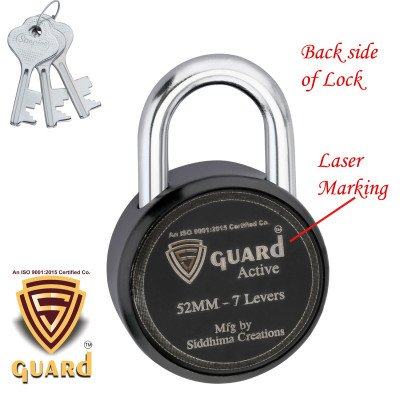 S-Guard Active Laser Printed Door Lock, Lock for Gate-52MM-7 Levers, Double Locking,  Pack of 5 Padlock  (Black-Gold)