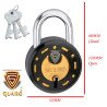 S-Guard Active Laser Printed Door Lock, Lock for Gate-52MM-7 Levers, Double Locking,  Pack of 3 Padlock  (Black-Gold)