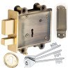 BUCKLER Iron Red Main Door Lock Set 100MM-8 Levers Double Turn,3 Keys, Heavy Duty Lock  (Gold Antique)