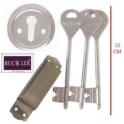 BUCKLER Iron Red Main Door Lock Set 100MM-8 Levers Double Turn,3 Keys, Heavy Duty Lock  (Gold Antique)