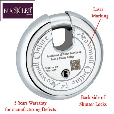 BUCKLER Iron-Steel 92MM,10 Lever-8 Same Key Shutter lock for Shop,Godown,Store Gate- Door Lock  (Laser Design-Mahayogi)