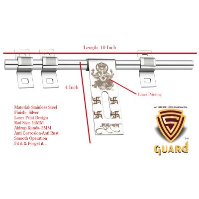 S-GUARD Stainless Steel Door Fitting Aldrop for Gate, Bedroom, Store Room, Offices-Ganapati