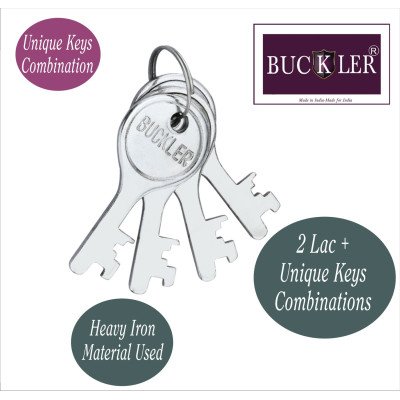 BUCKLER Iron-Steel 90MM, 9 Levers with 8 Common Keys,Go-Down,Main Gate,Main Door,Shutter Lock-1 Lock  (Silver-Ironman)