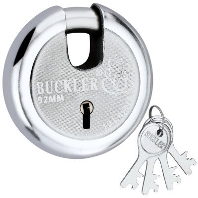 BUCKLER Iron-Steel 92MM, 10 Levers with 4 Keys,Go-Down,Main Gate,Main Door,Shutter Lock-1 Lock  (Silver-Ganesha)