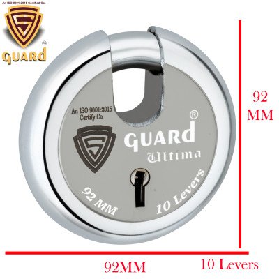 S-GUARD Ultima Iron-Steel 92MM,10 Lever-4 Keys Shutter lock for Shop,Godown,Store Gate-Door Lock  (Laser Print Design)