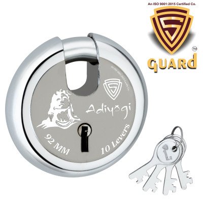 S-GUARD Adiyogi Iron-Steel 92MM,10 Lever-4 Keys Shutter lock for Shop,Godown,Store Gate-Door Lock  (Laser Print Design)