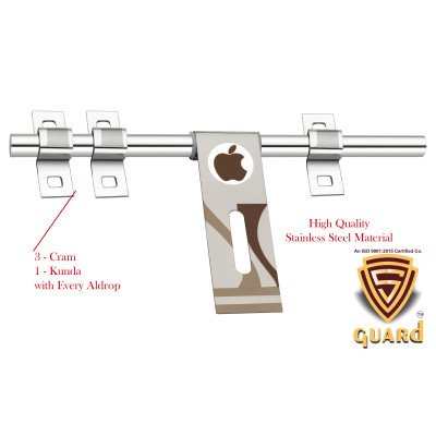 S-GUARD Stainless Steel Door Fitting Aldrop for Home, Gate, Bedroom, Store Room, Offices-APPLE-2