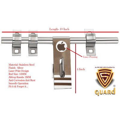 S-GUARD Stainless Steel Door Fitting Aldrop for Home, Gate, Bedroom, Store Room, Offices-APPLE