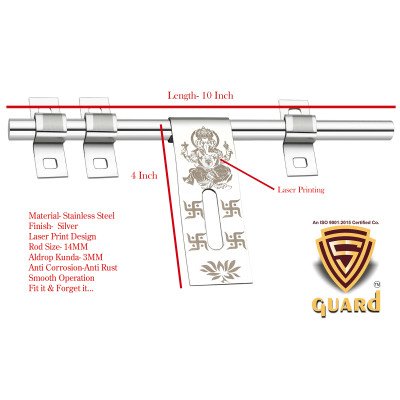 S-GUARD Stainless Steel Door Fitting Aldrop for Home, Gate, Bedroom, Store Room, Offices-Ganesha-3-2 Pcs