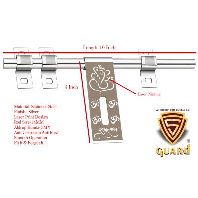 S-GUARD Stainless Steel Door Fitting Aldrop for Home, Gate, Bedroom, Store Room, Offices-Ganesha-6-2 Pcs