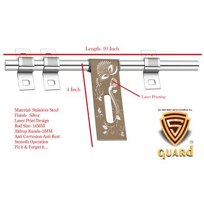 S-GUARD Stainless Steel Door Fitting Aldrop for Home, Gate, Bedroom, Store Room, Offices-LA55 Gold-2 Pcs