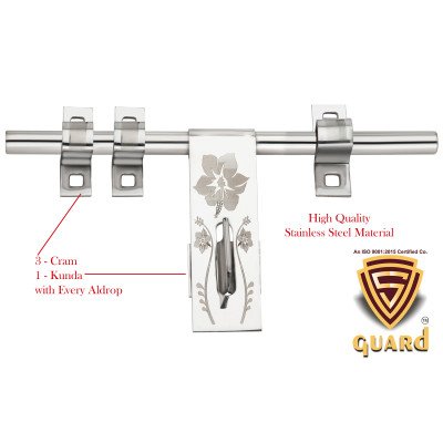 S-GUARD Stainless Steel Door Fitting Aldrop for Home, Gate, Bedroom, Store Room, Offices- LILY Gold-2 Pcs