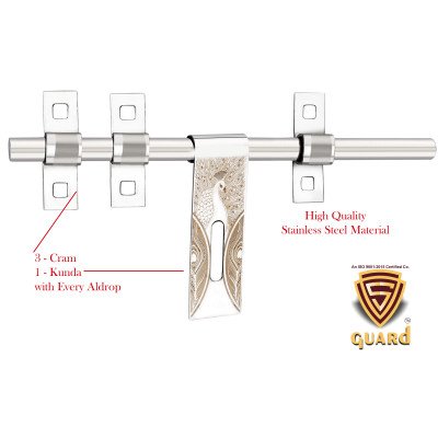 S-GUARD Stainless Steel Door Fitting Aldrop for Home, Gate, Bedroom, Store Room, Offices- Peacock-Gold-2 Pcs