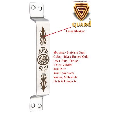 S-GUARD Stainless Steel Door & Cabinet Handles, Knobs Handles-Size-6 Inch-6 Pcs-Laser Printed Design-SSL13