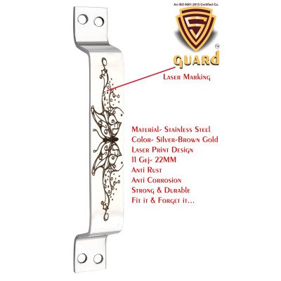 S-GUARD Stainless Steel Door & Cabinet Handles, Knobs Handles-Size-6 Inch-6 Pcs-Laser Printed Design-SSL18