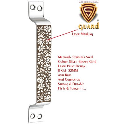 S-GUARD Stainless Steel Door & Cabinet Handles, Knobs Handles-Size-6 Inch-6 Pcs-Laser Printed Design-SSL29