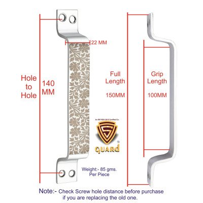 S-GUARD Stainless Steel Door & Cabinet Handles, Knobs Handles-Size-6 Inch-6 Pcs-Laser Printed Design-SSL30