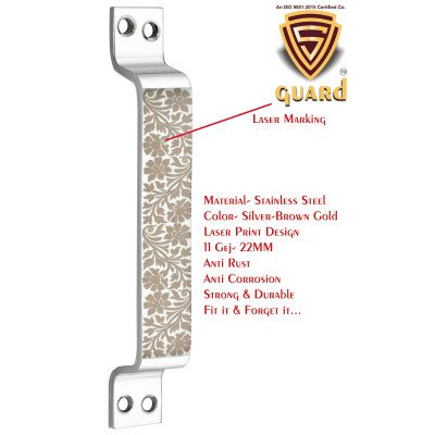 S-GUARD Stainless Steel Door & Cabinet Handles, Knobs Handles-Size-6 Inch-6 Pcs-Laser Printed Design-SSL30