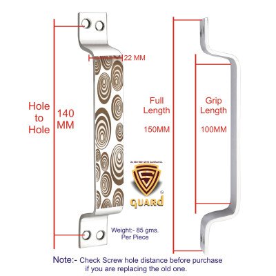 S-GUARD Stainless Steel Door & Cabinet Handles, Knobs Handles-Size-6 Inch-6 Pcs-Laser Printed Design-SSL33